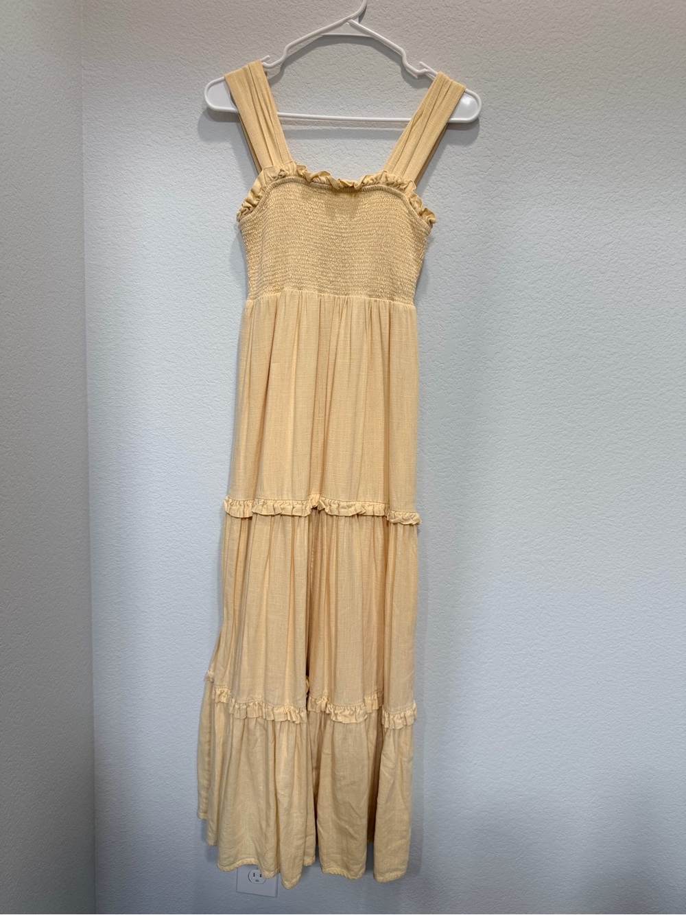 Express Butter Yellow Linen Blend Maxi Dress